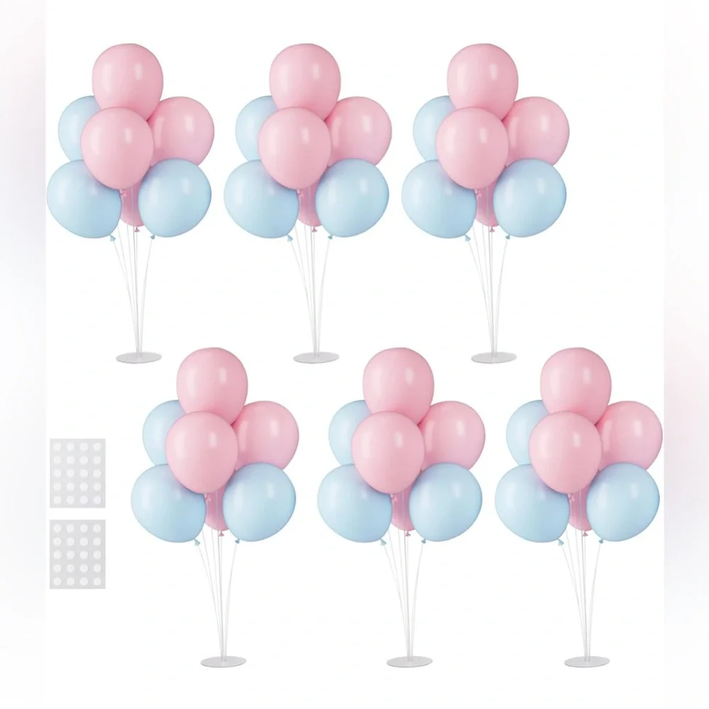 6 Sets Balloon Stand Kits with Base for Table Centerpieces Gender Reveal Party